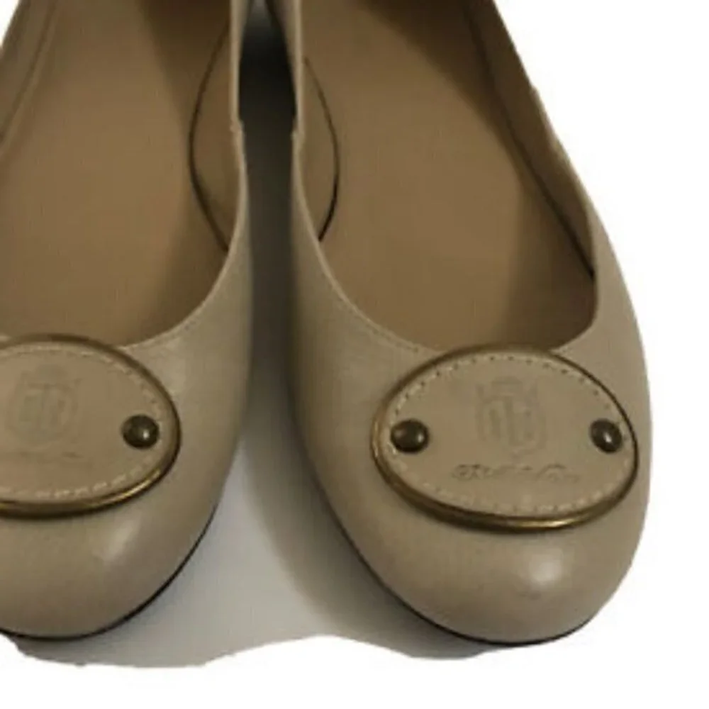 Talbots Womens Flat Shoes 9.5 Genuine Leather Tan Beige Ballet Slipons